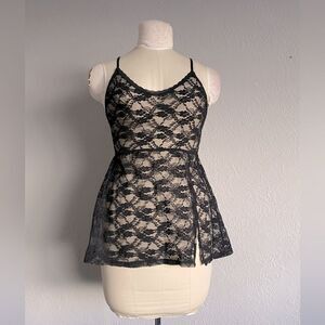 Victorias Secret Y2k Black Mesh Slip Dress Size M